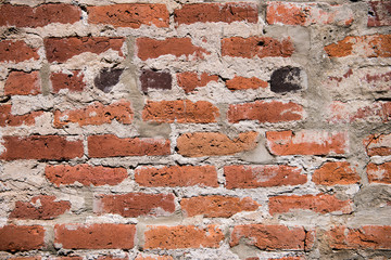 Background texture of old red bricks
