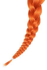 Braid made from red hair, isolated over white