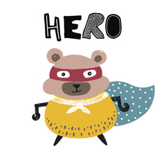 Hand drawn hamster kids poster. Cartoon childish illustration.