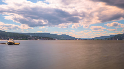 Norway - August 01, 2018: Panoramic view of a bay near Oslo, Norway