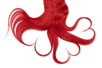 Red hair in shape of heart isolated on a white background
