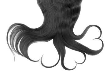 Black hair in shape of heart isolated on a white background