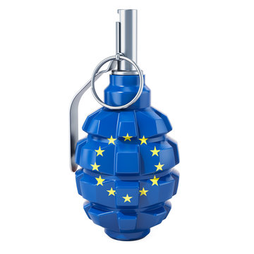 Grenade with the European Union flag, 3D rendering