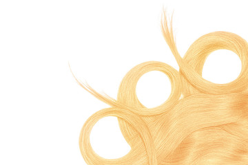 Swirled blond hair on white background
