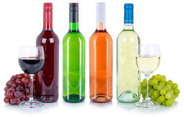 Wines wine tasting group red white rose alcohol grapes isolated