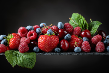Berries closeup colorful assorted mix.