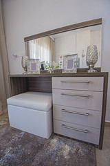 Interior design of bedroom dressing table in house