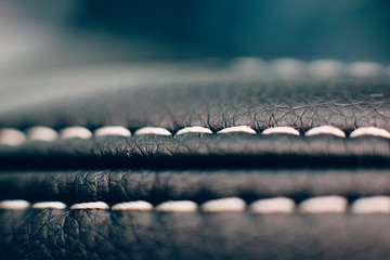 Car leather seat stitch detail