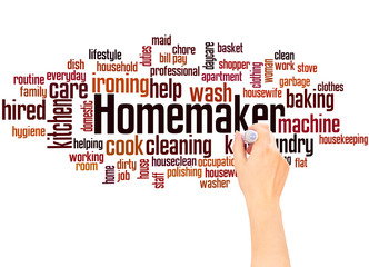 Homemaker word cloud and hand writing concept