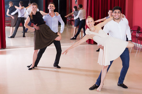 Happy People Dancing Samba In Dance Class