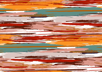 Vector seamless pattern with hand drawn rough edges textured brush strokes and stripes hand painted.
