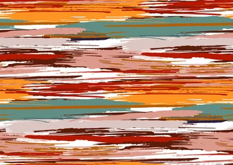 Wallpaper murals Horizontal stripes Vector seamless pattern with hand drawn rough edges textured brush strokes and stripes hand painted.