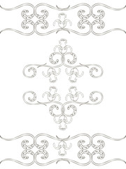 Vector black lines curls floral retro nature ornament pattern isolated on white background seamless.