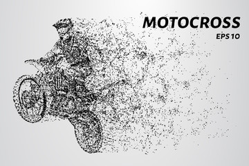 Motocross consists of circles and dots. Sports illustration in point style.