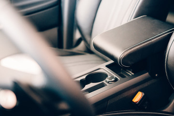Leather upholstered car armrest