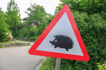 Verkehrsschild Vorsicht Igel!