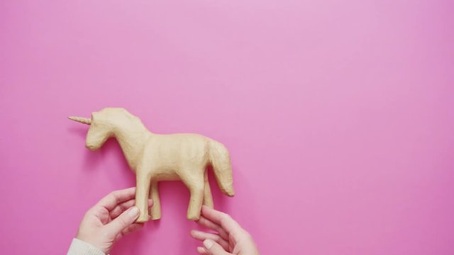 Unfinished paper mache unicorn for kids art and craft project