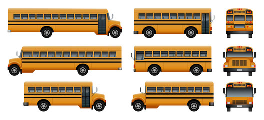 School bus back kids icons set. Realistic illustration of 9 school bus back kids vector icons for web © anatolir