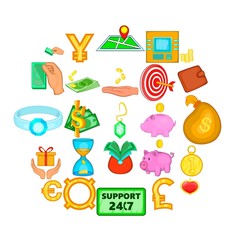 Big money icons set. Cartoon set of 25 big money vector icons for web isolated on white background