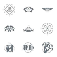 Fototapeta na wymiar Tattooing logo set. Simple set of 9 tattooing vector logo for web isolated on white background