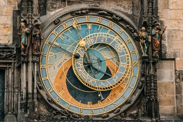 Keuken spatwand met foto Prague, Czech Republic. Close Up Medieval Astronomical Clock Or Prague Orloj. © Grigory Bruev