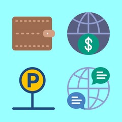 shopping vector icons set. internet, parking and wallet in this set