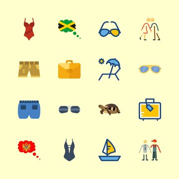 16 beach icons set