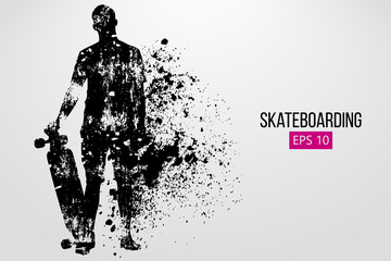 Silhouette of a skateboarder. Vector illustration