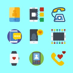telephone vector icons set. smartwatch, phone call and smartphone in this set