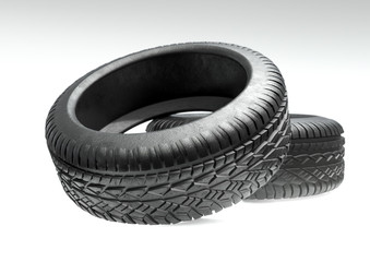 black rubber tire 3d illustration