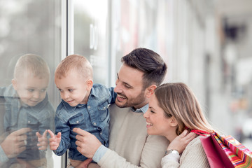 Family in shopping