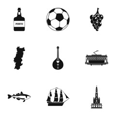 Port town icons set. Simple set of 9 port town vector icons for web isolated on white background