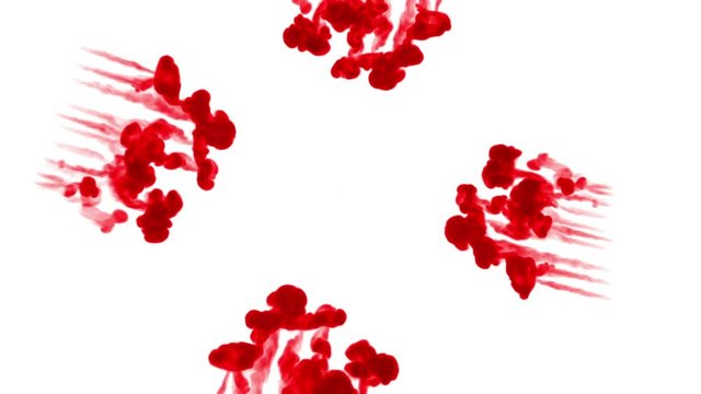 3d render of red ink dissolve in water, simulation of ink injection, vfx effects with luma matte. Red on white 12