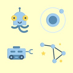 science vector icons set. alien, moon rover, constellation and orbit in this set