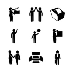 business icons set. person, manager, bulk and new graphic works