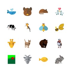 animal vector icons set. love birds, goat, duck and rat in this set