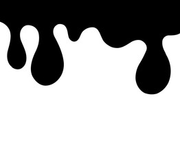 Current black paint. Dripping a substance on a white isolated background. Vector illustration.