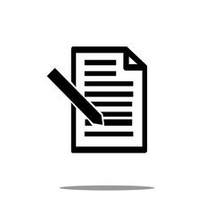 Document icon with pen in trendy flat style isolated on background. page symbol for your web site design Document icon logo, app, UI. Document icon Vector illustration