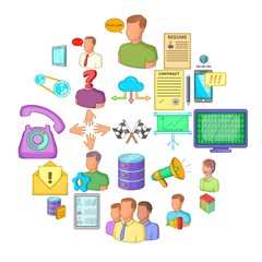 Huckster icons set. Cartoon set of 25 huckster vector icons for web isolated on white background