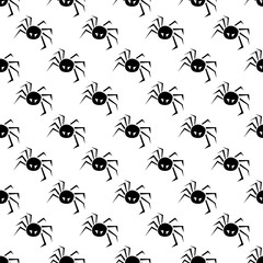 Halloween pattern with spiders on a white. Vector Illustration