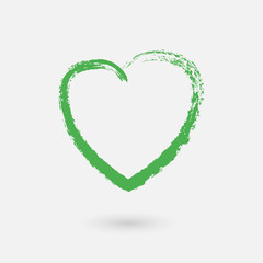Fototapeta na wymiar Grunge green heart. Vector element for your design and creative ideas.