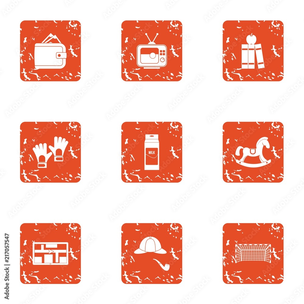 Poster guidebook icons set. grunge set of 9 guidebook vector icons for web isolated on white background
