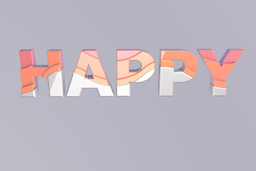 3d rendering, letter design, happy