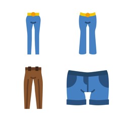 clothes vector icons set. shorts and trousers in this set