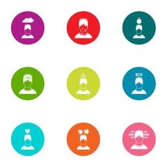 Mindset icons set. Flat set of 9 mindset vector icons for web isolated on white background