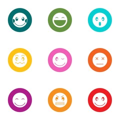Grin icons set. Flat set of 9 grin vector icons for web isolated on white background