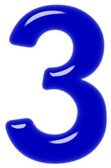 Fototapeta premium Numeral 3, three, isolated on white background, 3d render