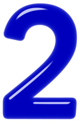 Numeral 2, two, isolated on white background, 3d render