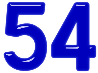 Numeral 54, fifty four, isolated on white background, 3d render