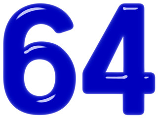 Numeral 64, sixty four, isolated on white background, 3d render